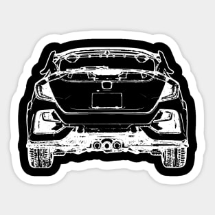 White Civic Type R Back View Line Art Sticker